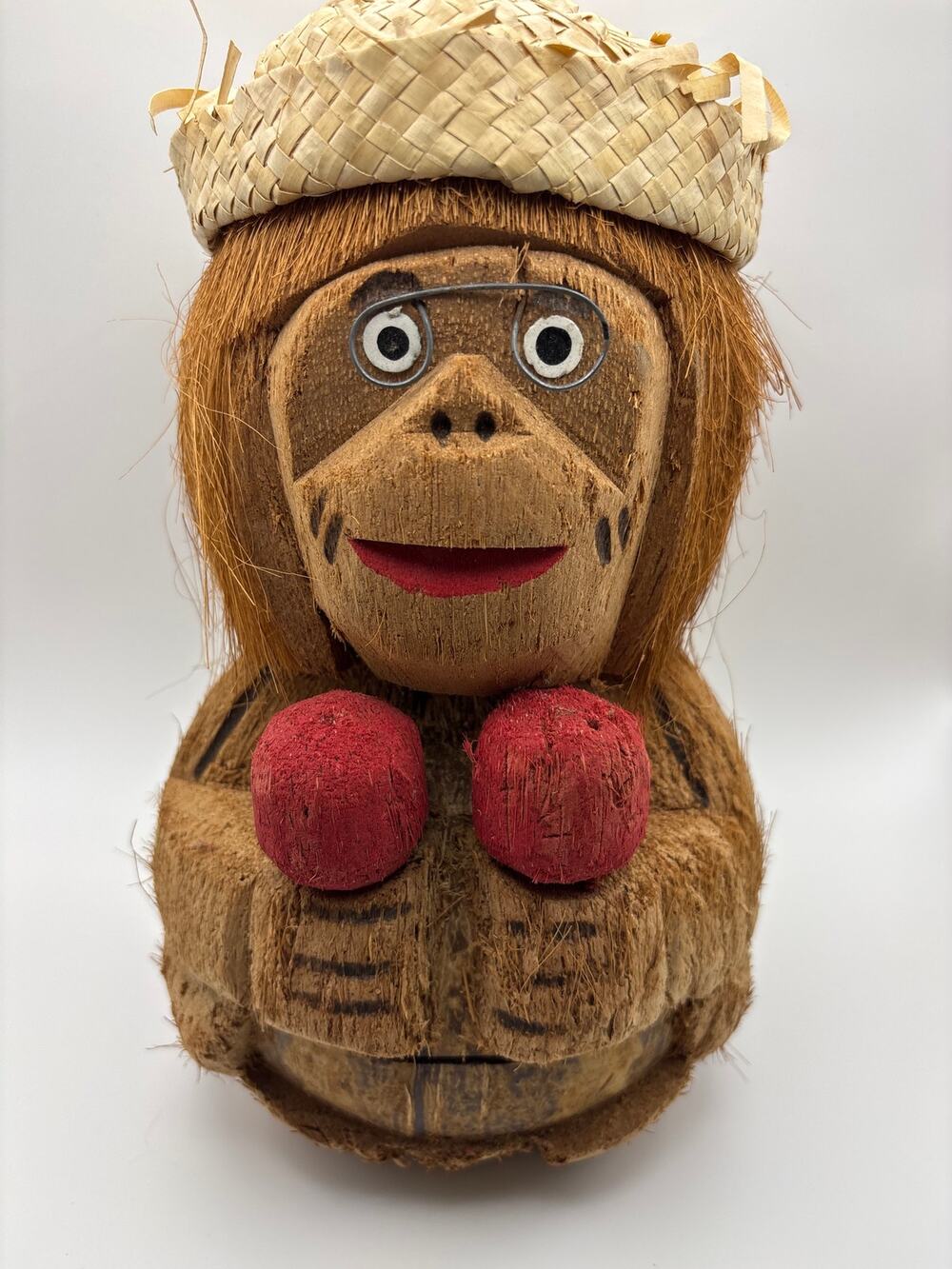 Carved Coconut Monkey With Maracas – Tiki Bar Decor Polynesian Figure